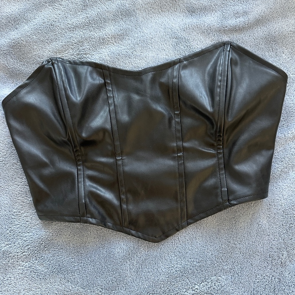 Princess Polly Black Leather Corset size Medium